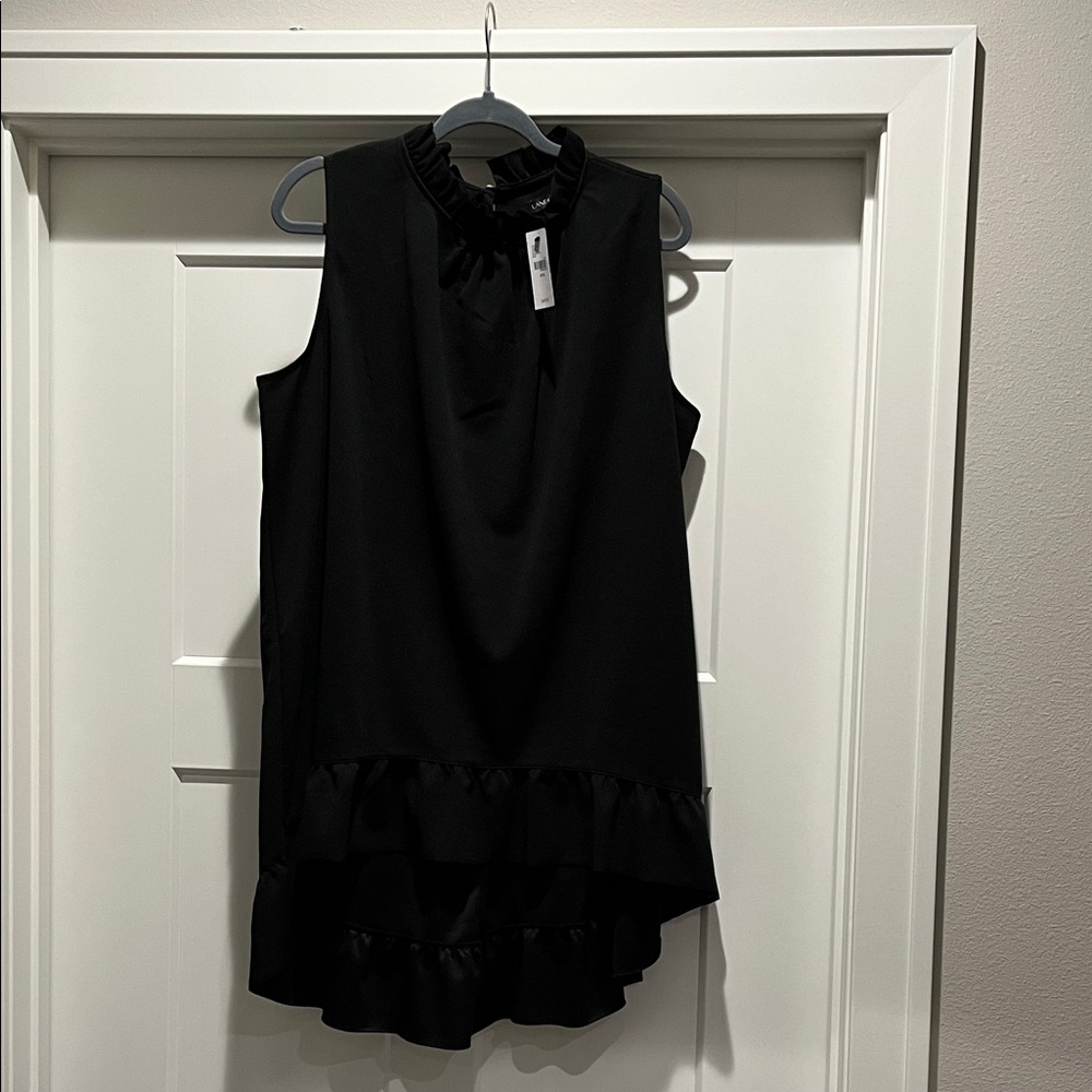 NEW Lane Bryant Black Ruffled High Low Tunic
